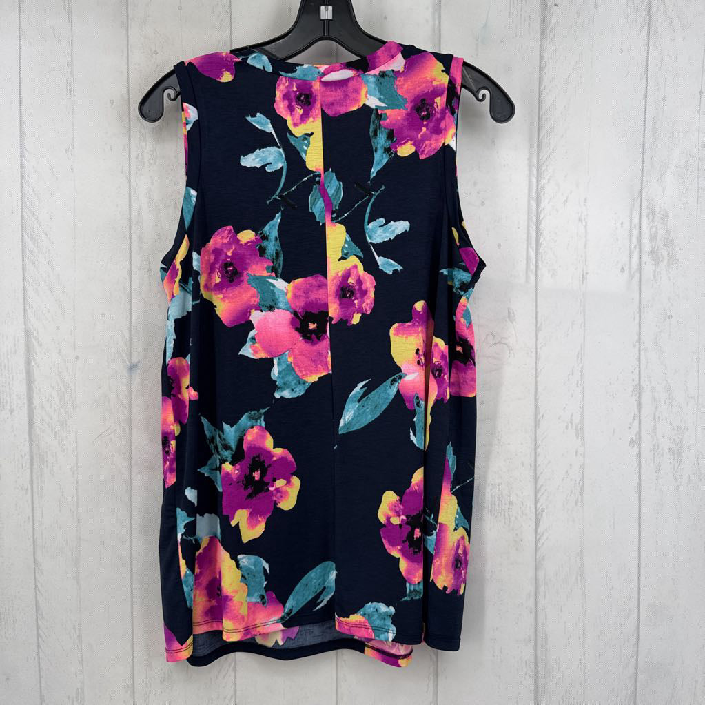 M flo print criss-cross vneck tank