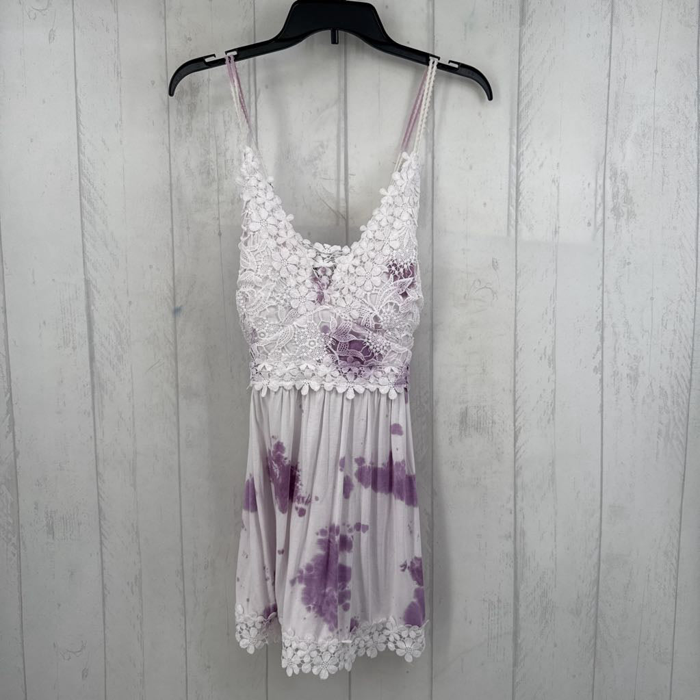 XL floral lace tie-dye tank