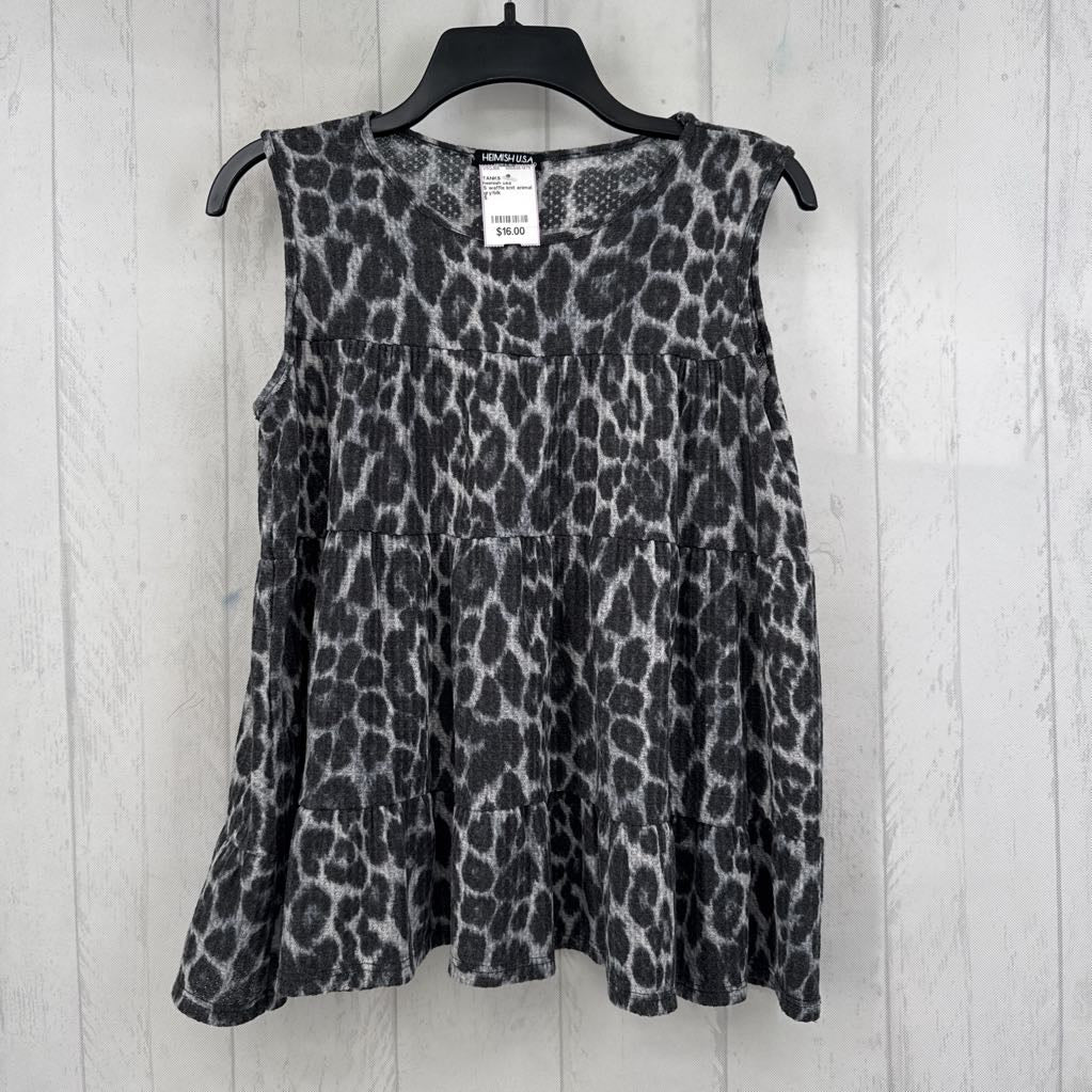S waffle knit animal print flowy tank