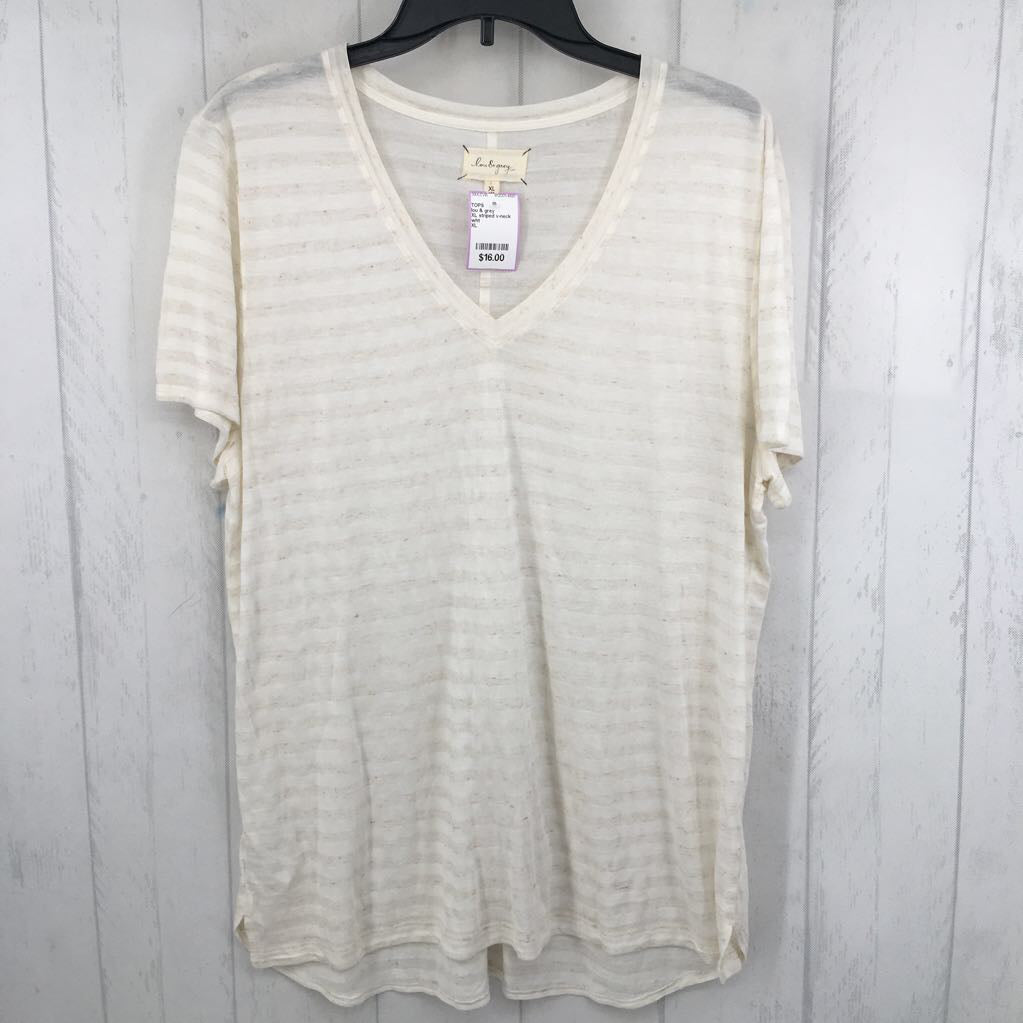 XL striped v-neck s/s tee