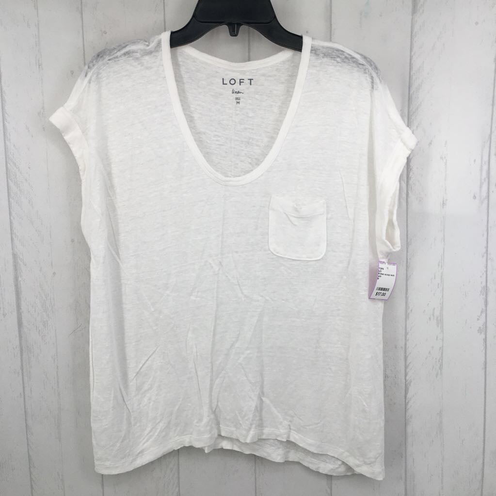 M linen scoop neck s/s top