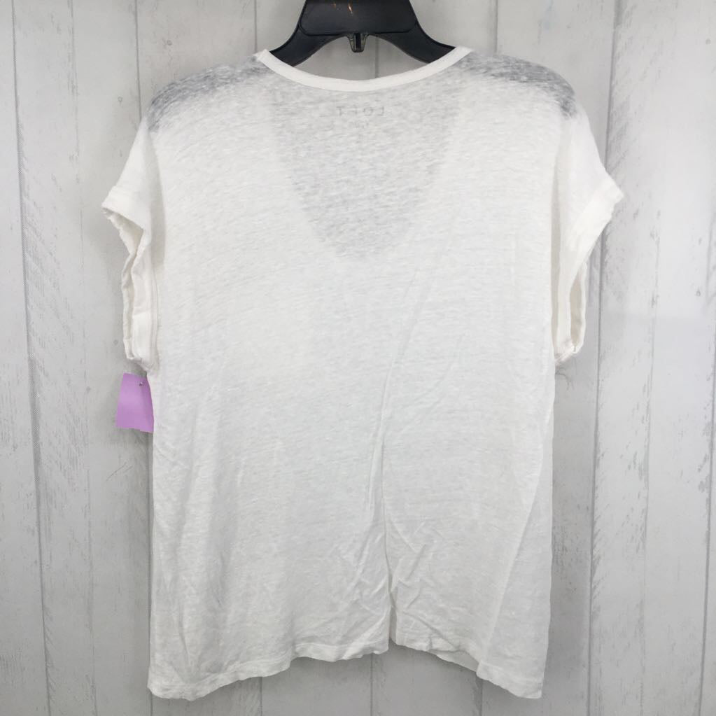 M linen scoop neck s/s top