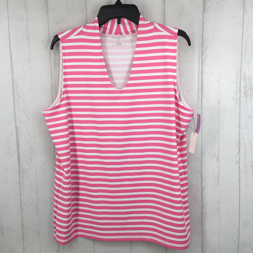 1X striped split neck tank