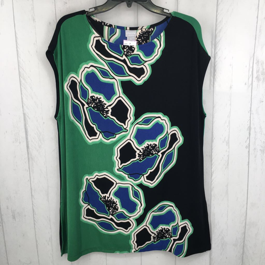 R50 XL flo print cap slv top