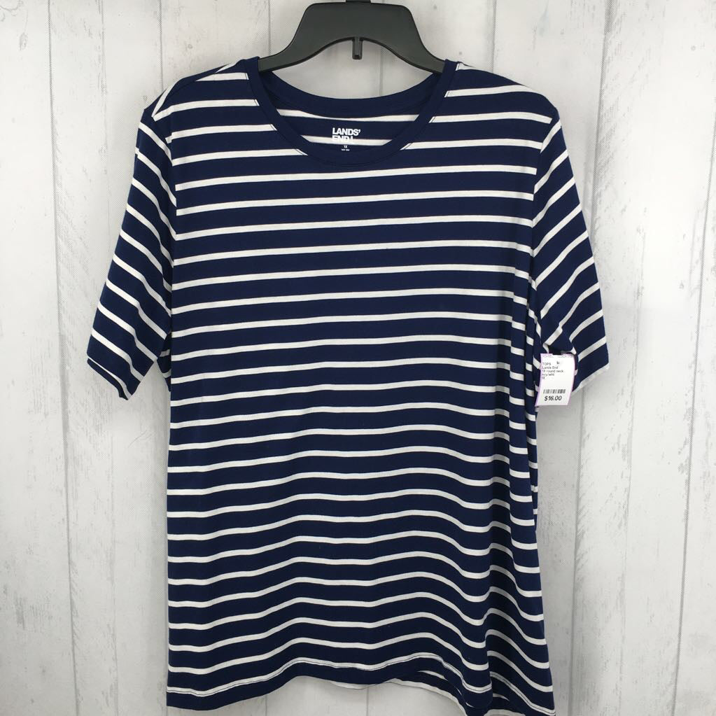 1X round neck striped s/s tee