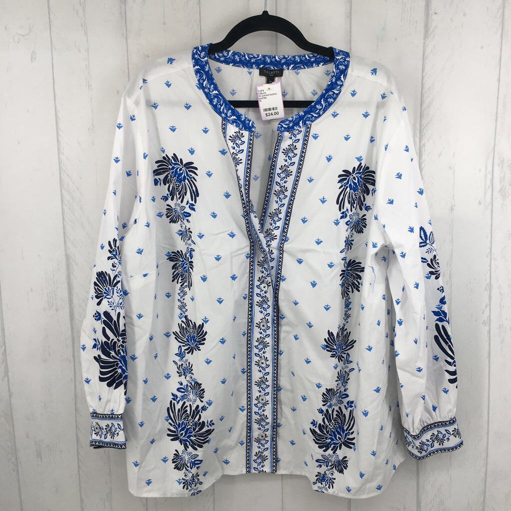 1X printed button down l/s top