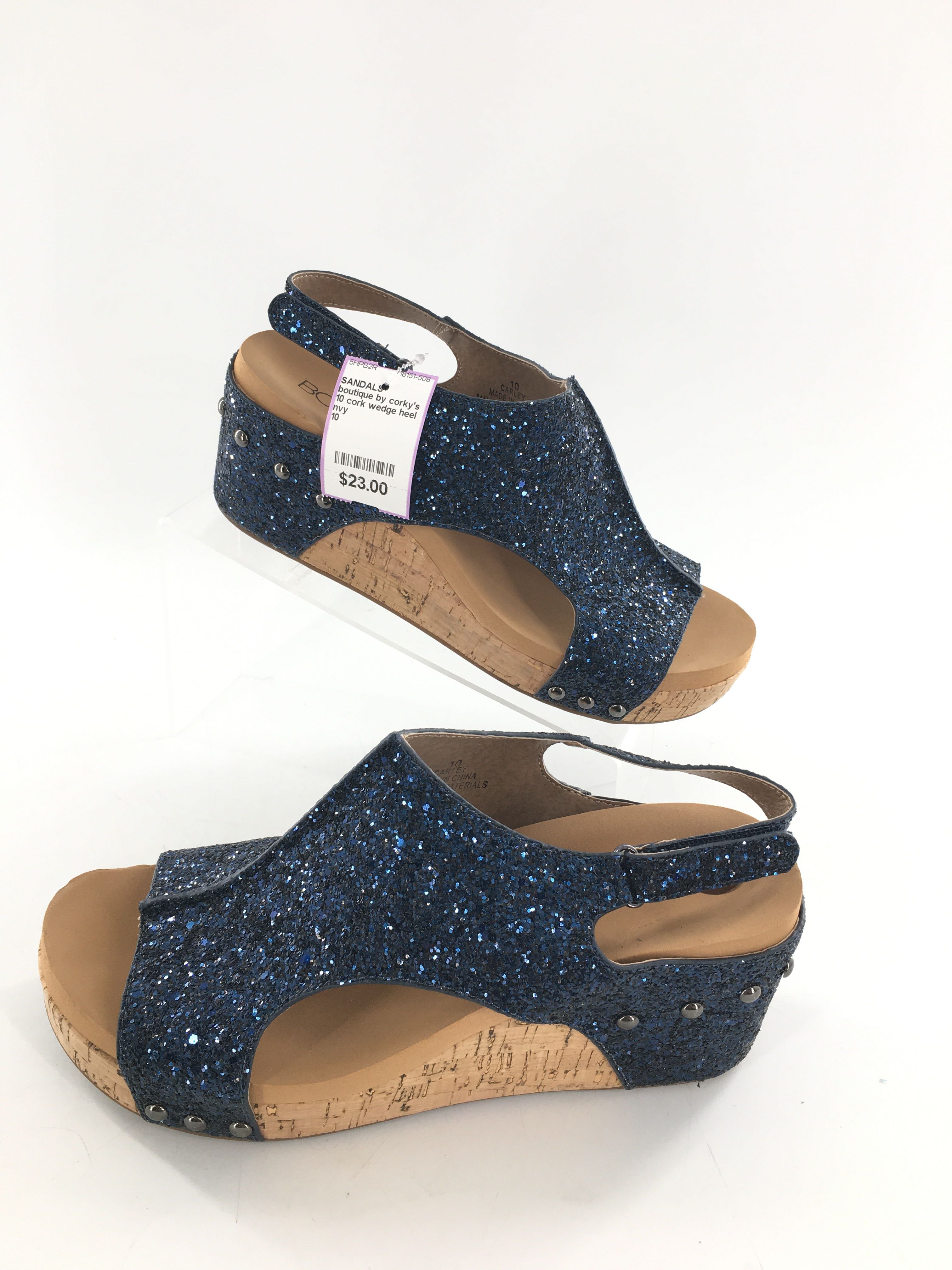 10 cork wedge heel sequin sandal