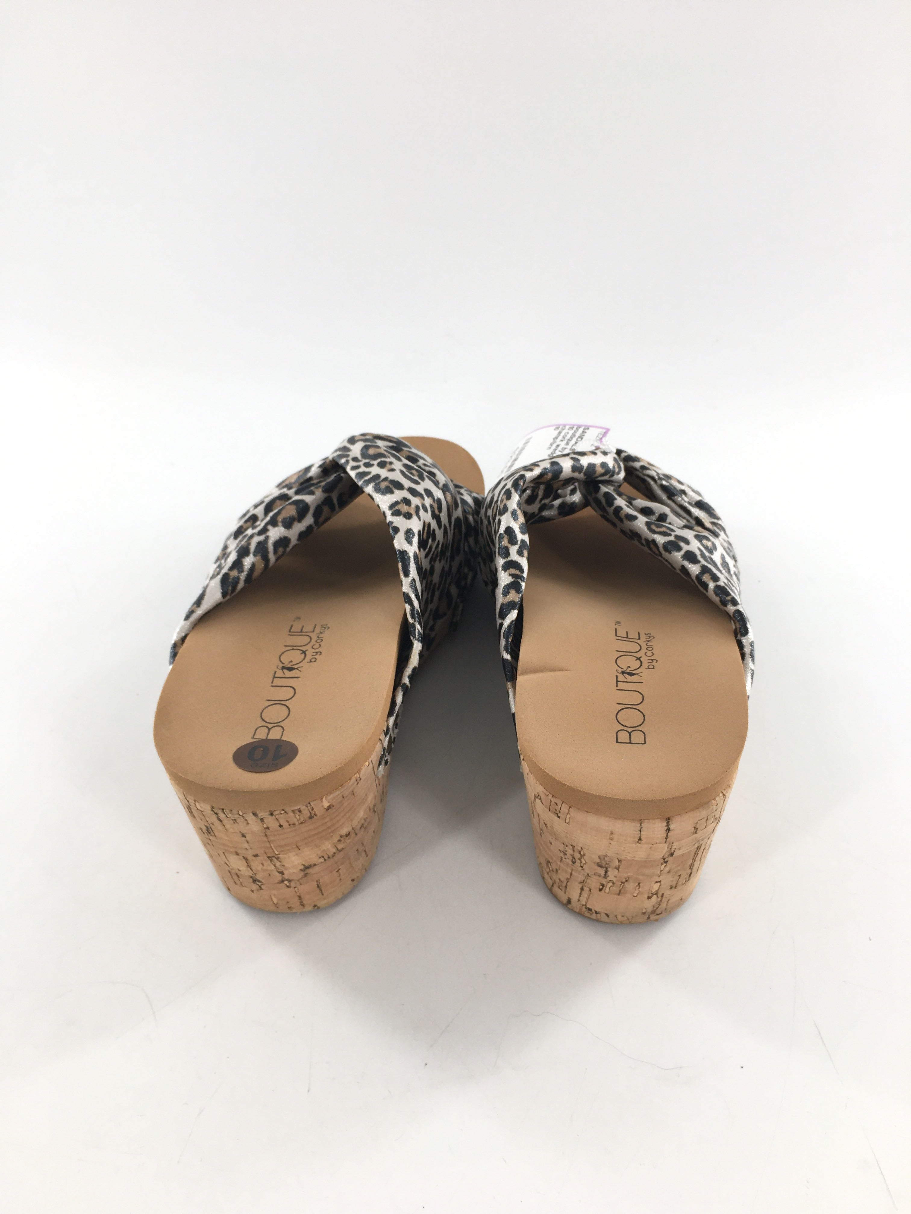 10 cork wedge heel animal print twist sandal
