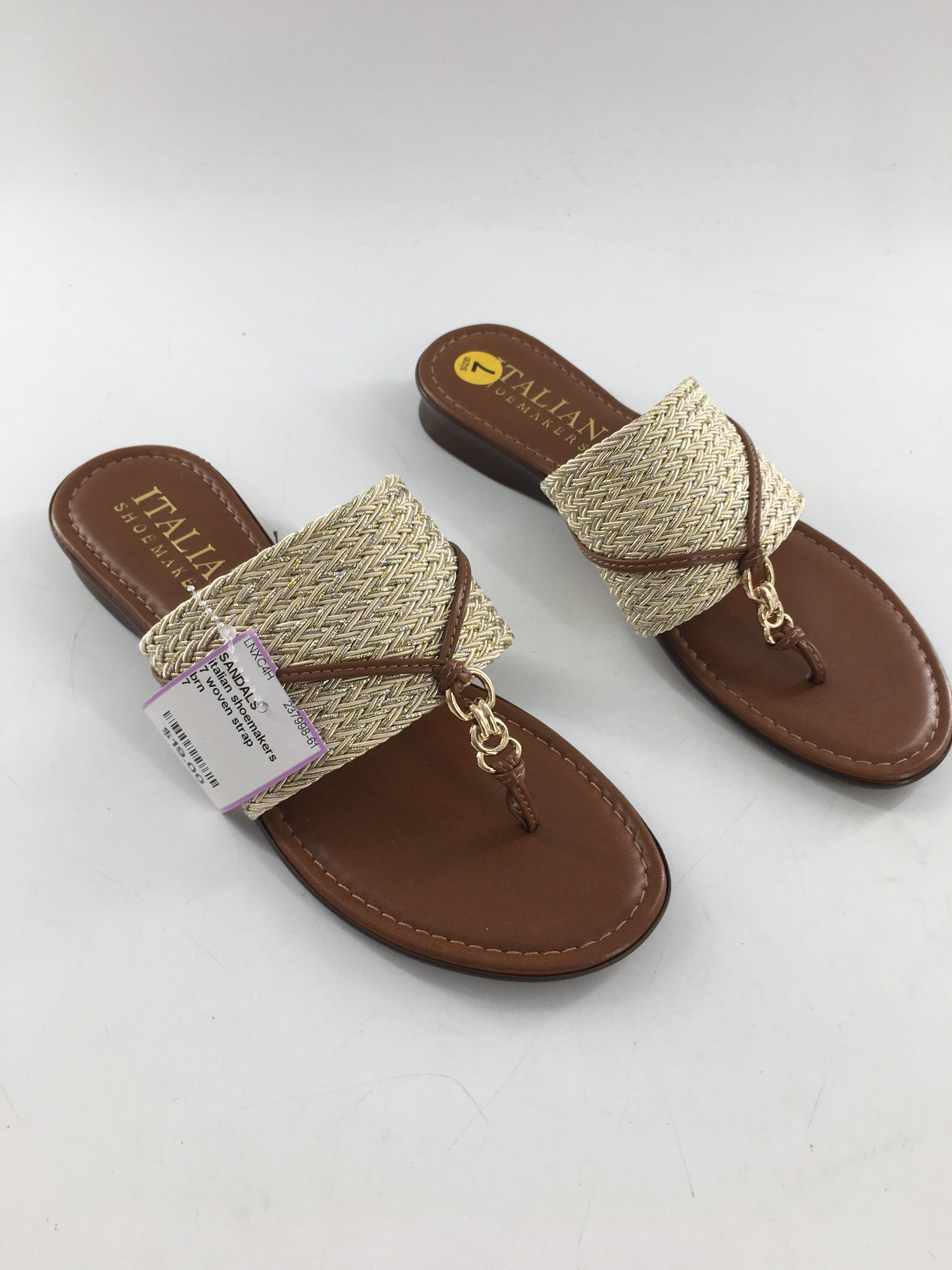 7 woven strap thong sandal