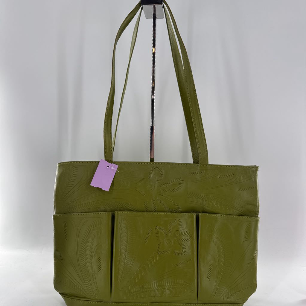 tooled 3 outer front pockets tote