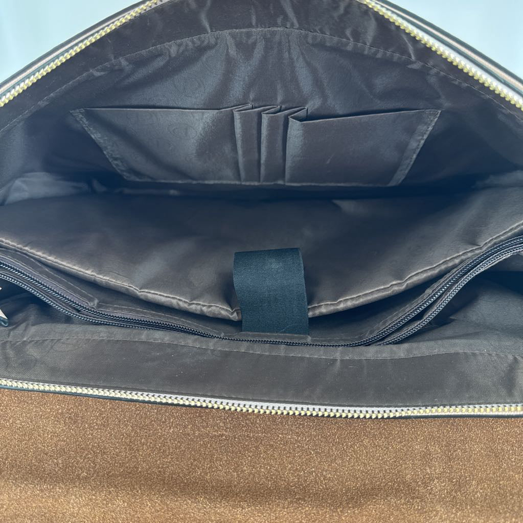 faux leather turnlock laptop briefcase