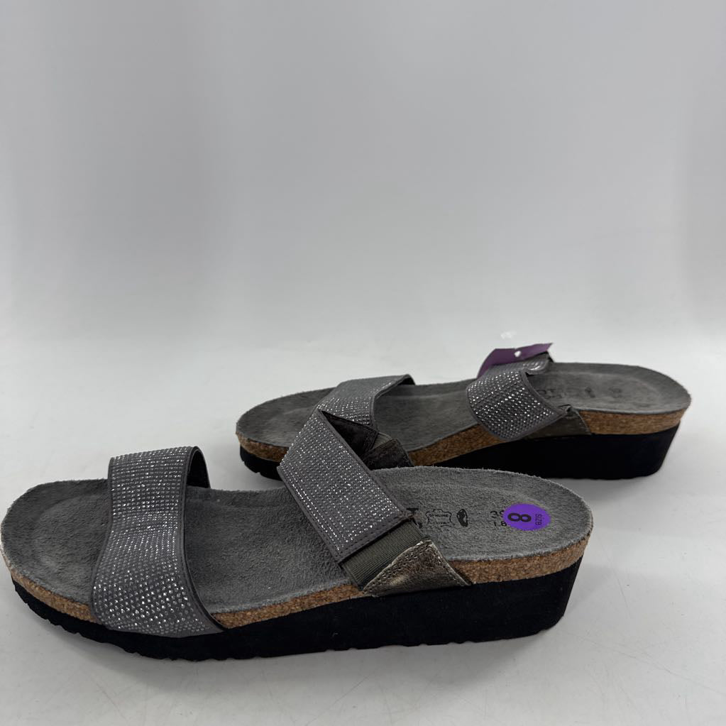8/8.5 embellished doublle strap slide sandals