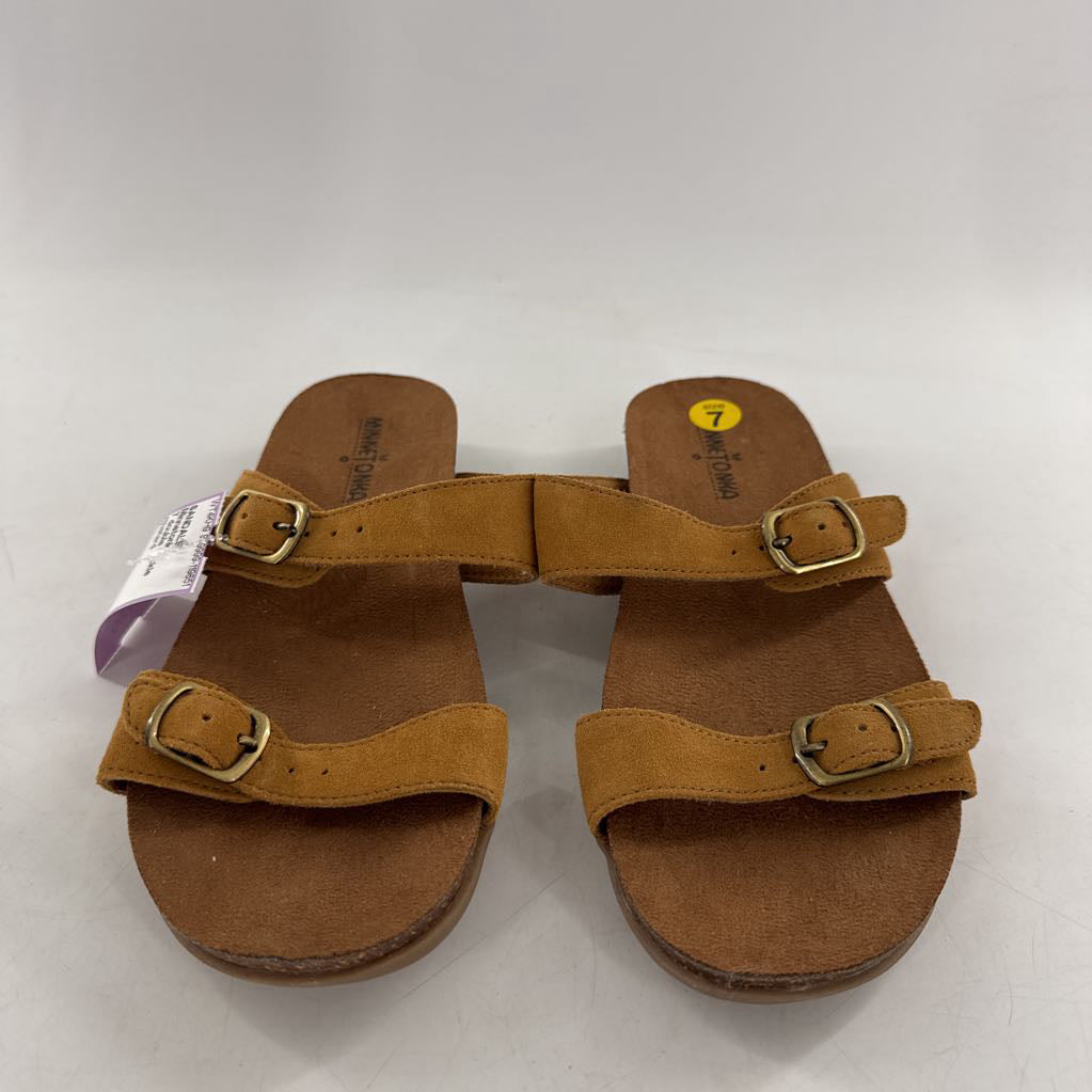 7 double buckle strap slide sandals