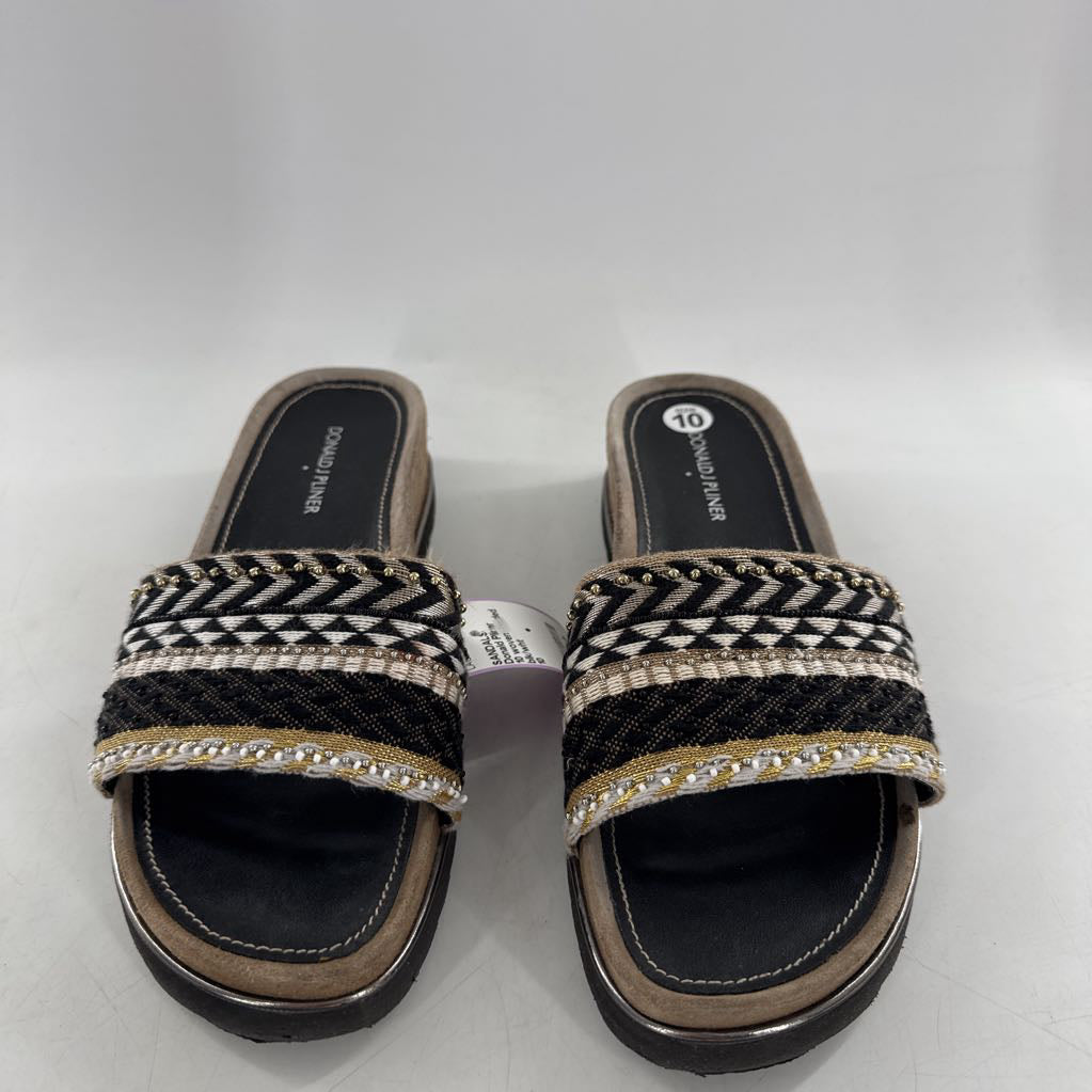 10 woven beaded strap slide sandals