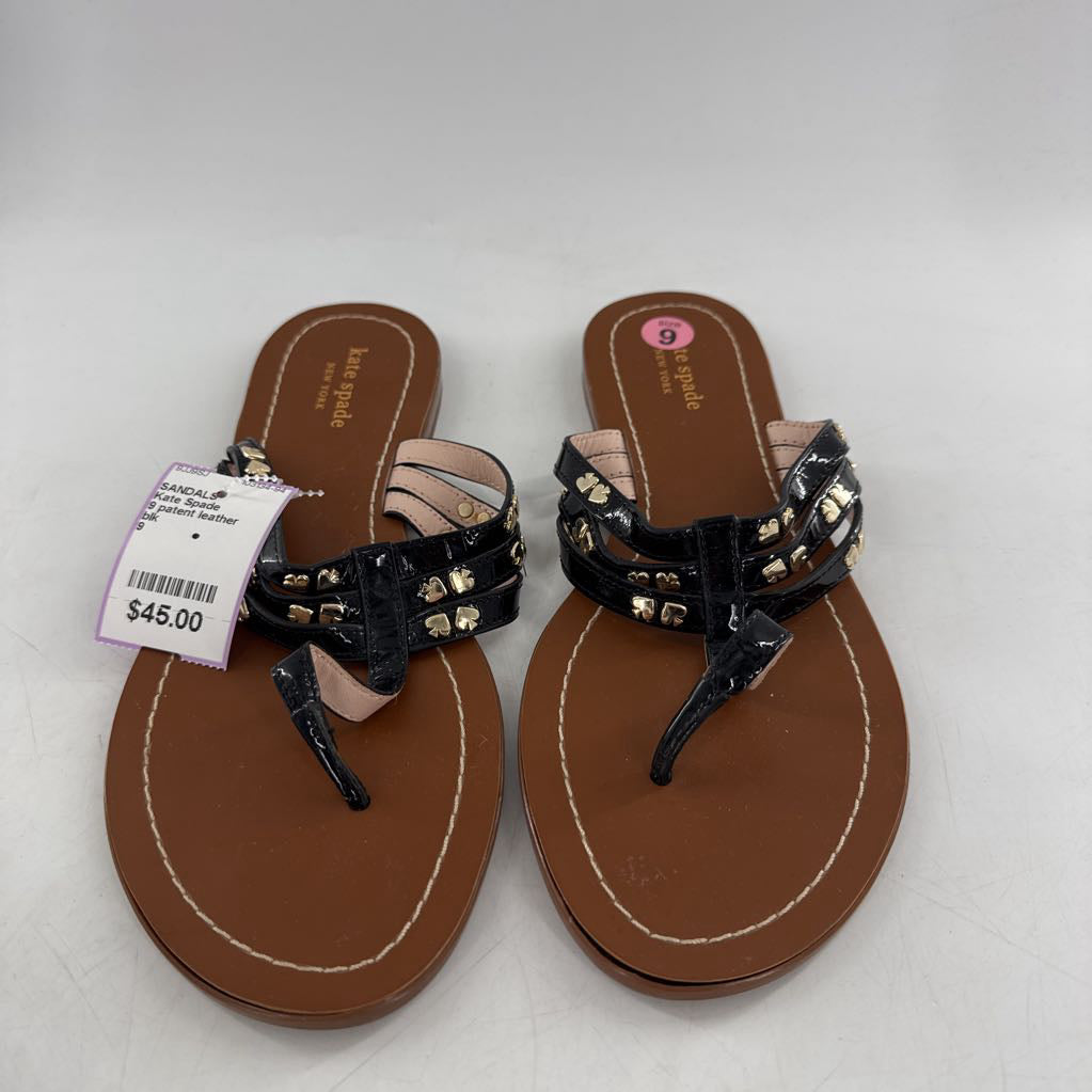 9 patent leather embelished thong sandal