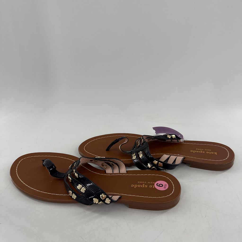 9 patent leather embelished thong sandal