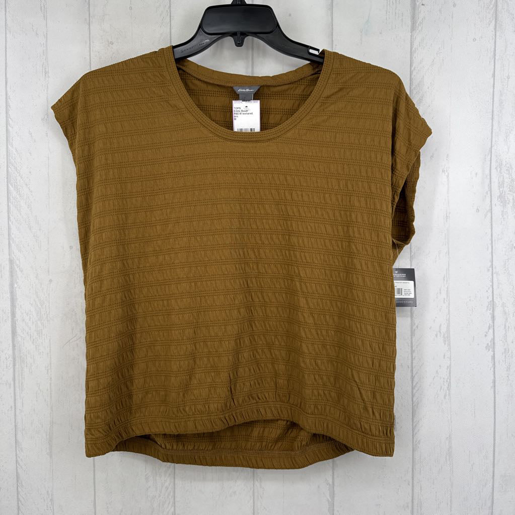 R60 M textured scoop neck cap slv top