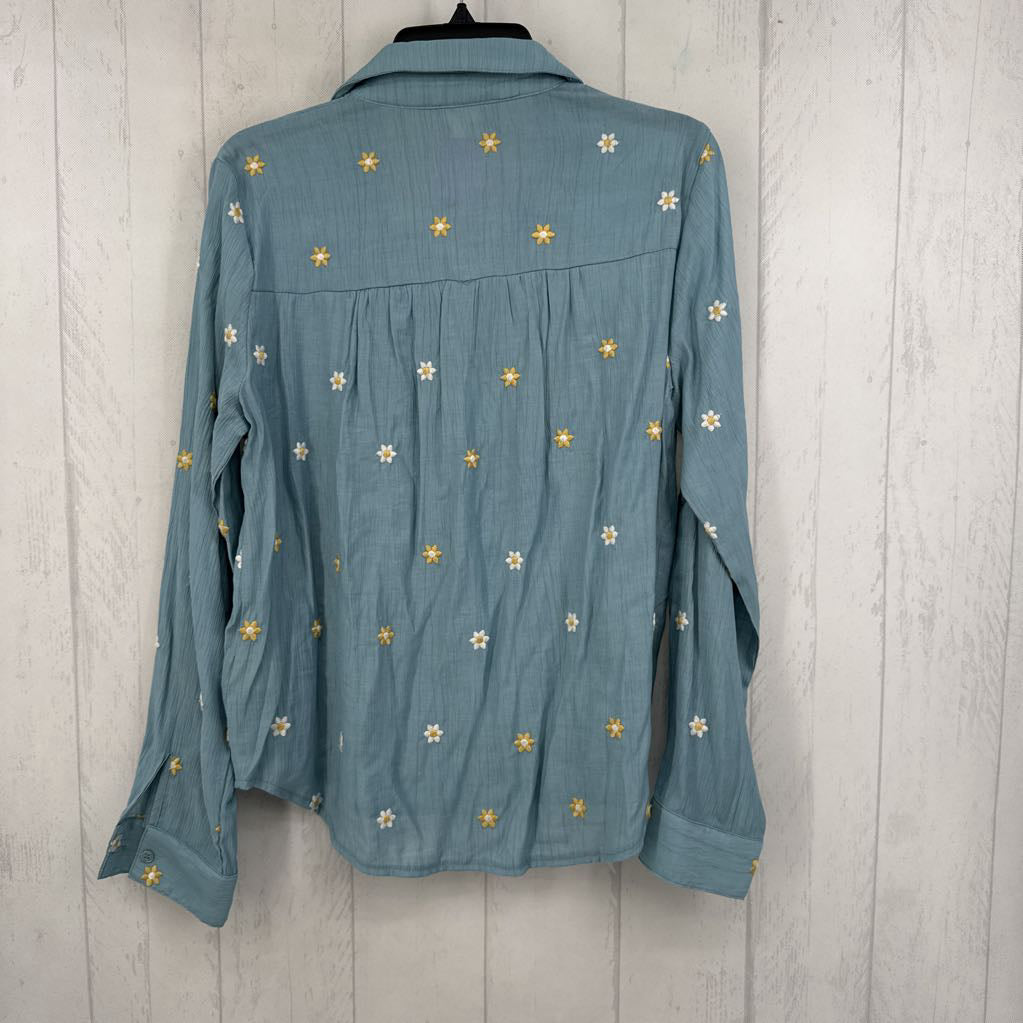 S flo embroidered button down l/s top