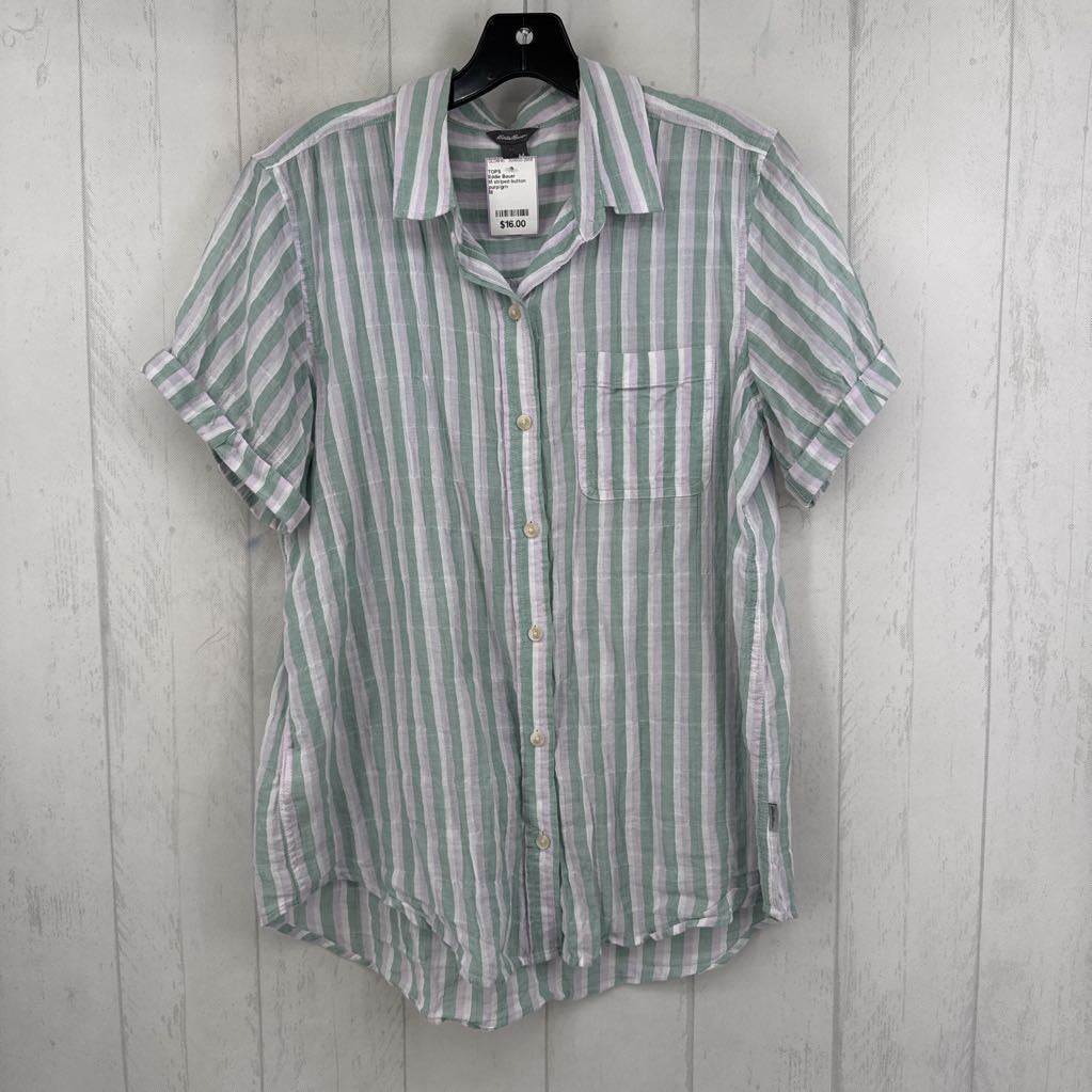 M striped button down s/s top