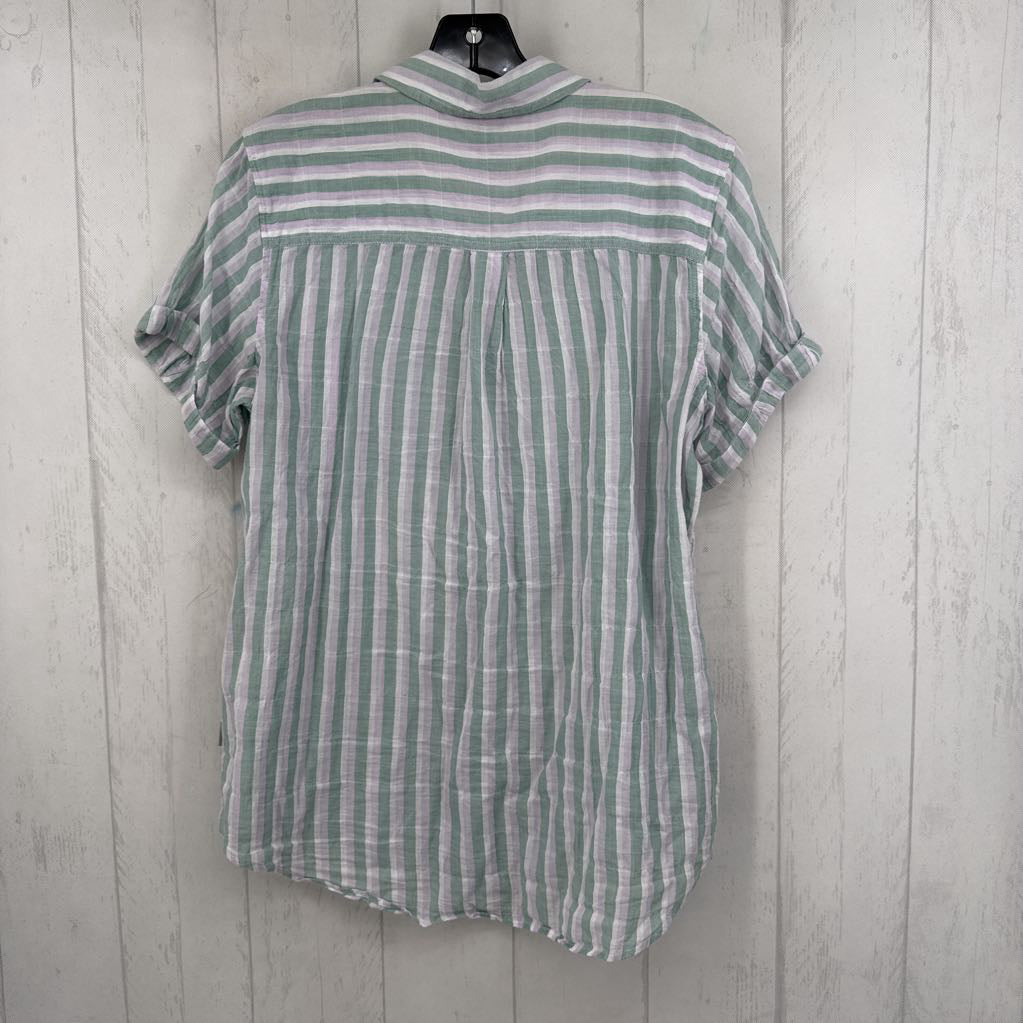 M striped button down s/s top