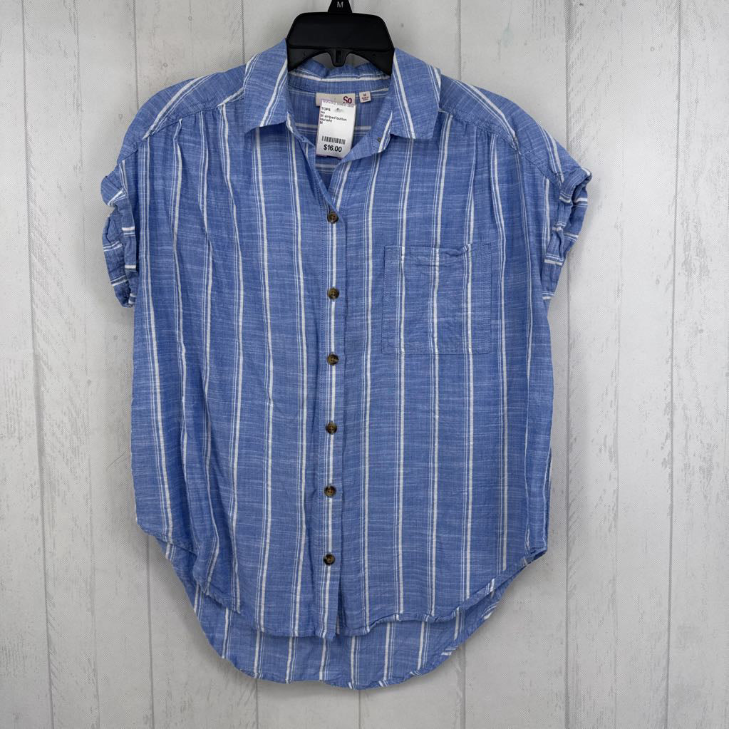 M striped button down s/s top