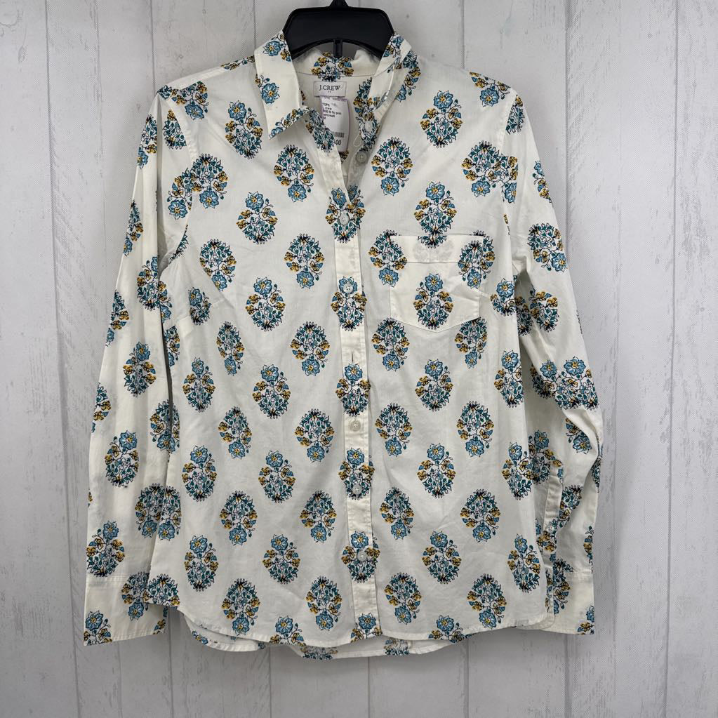 R80 M flo print button down l/s top