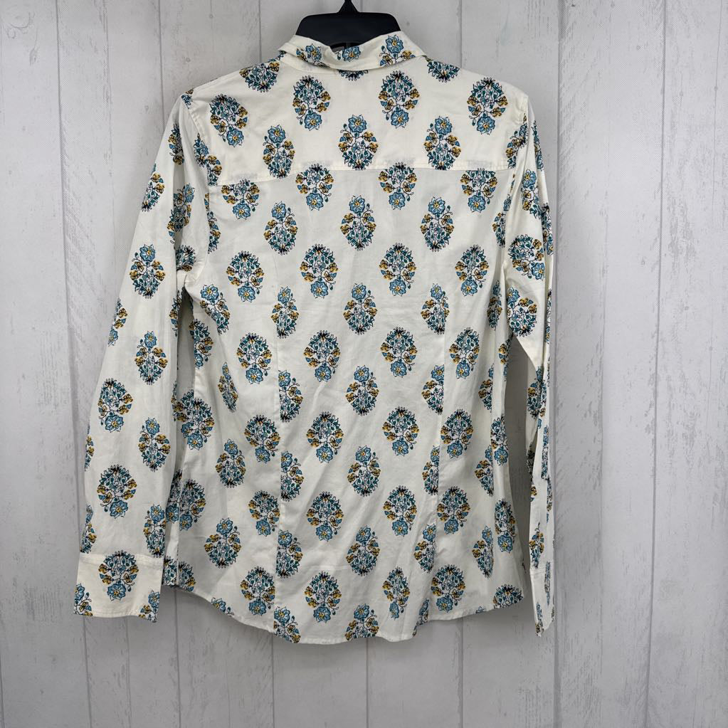 R80 M flo print button down l/s top