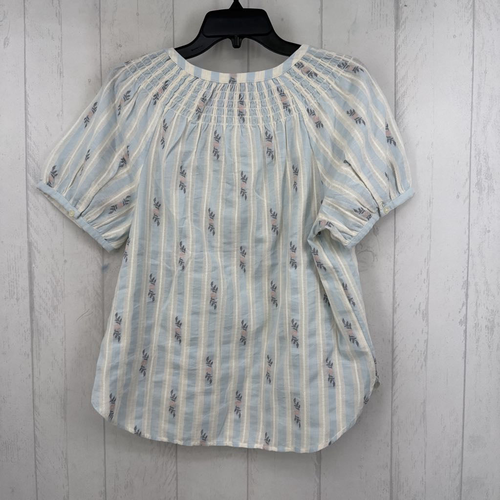 R60 S striped & floral 1/2 button down s/s top