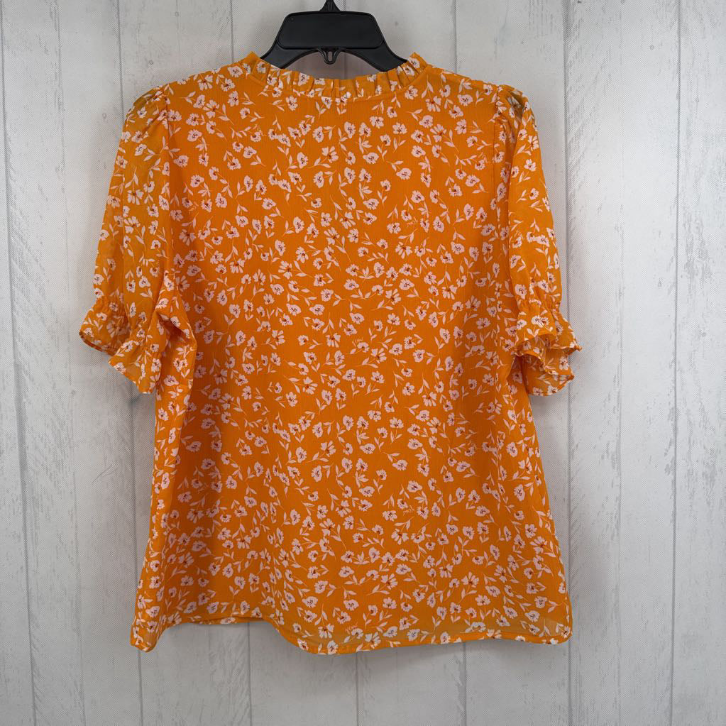 M flo print split neck s/s top