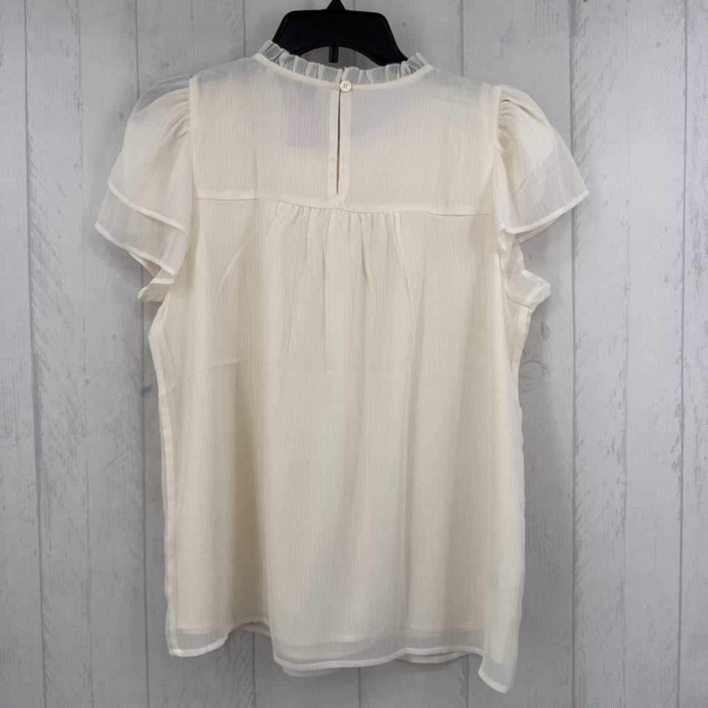 M smocked flutter s/s top