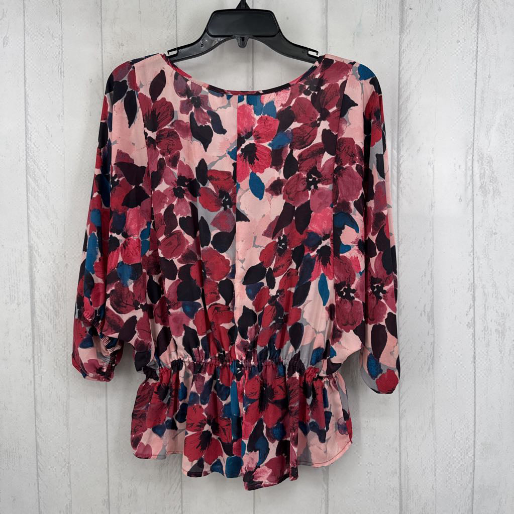 10 flo print 3/4 slv peplum top
