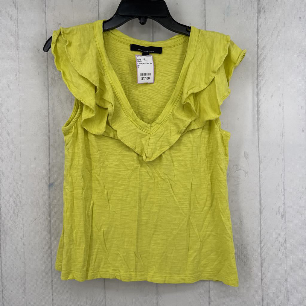 S v-neck ruffled slv tee