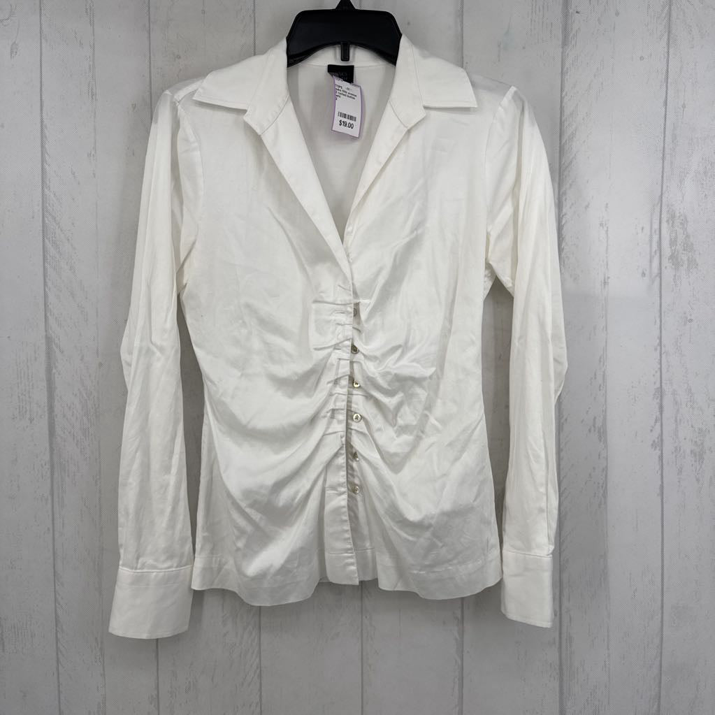 2 ruched button down l/s top
