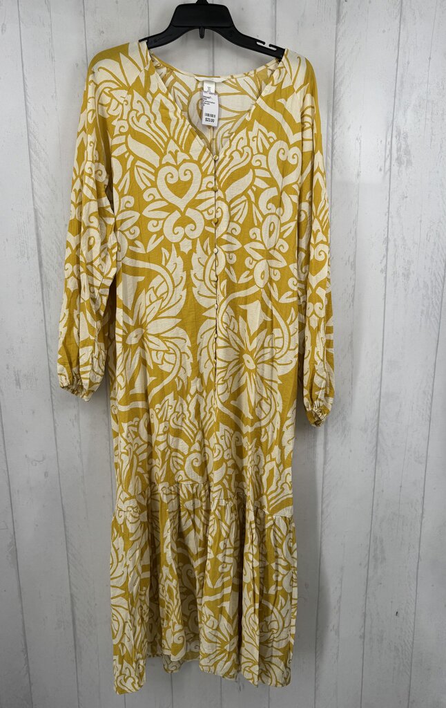 S printed button down l/s dres
