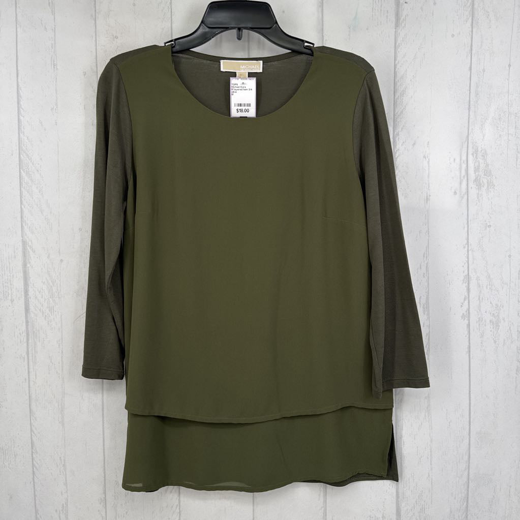 M layered hem 3/4 slv top