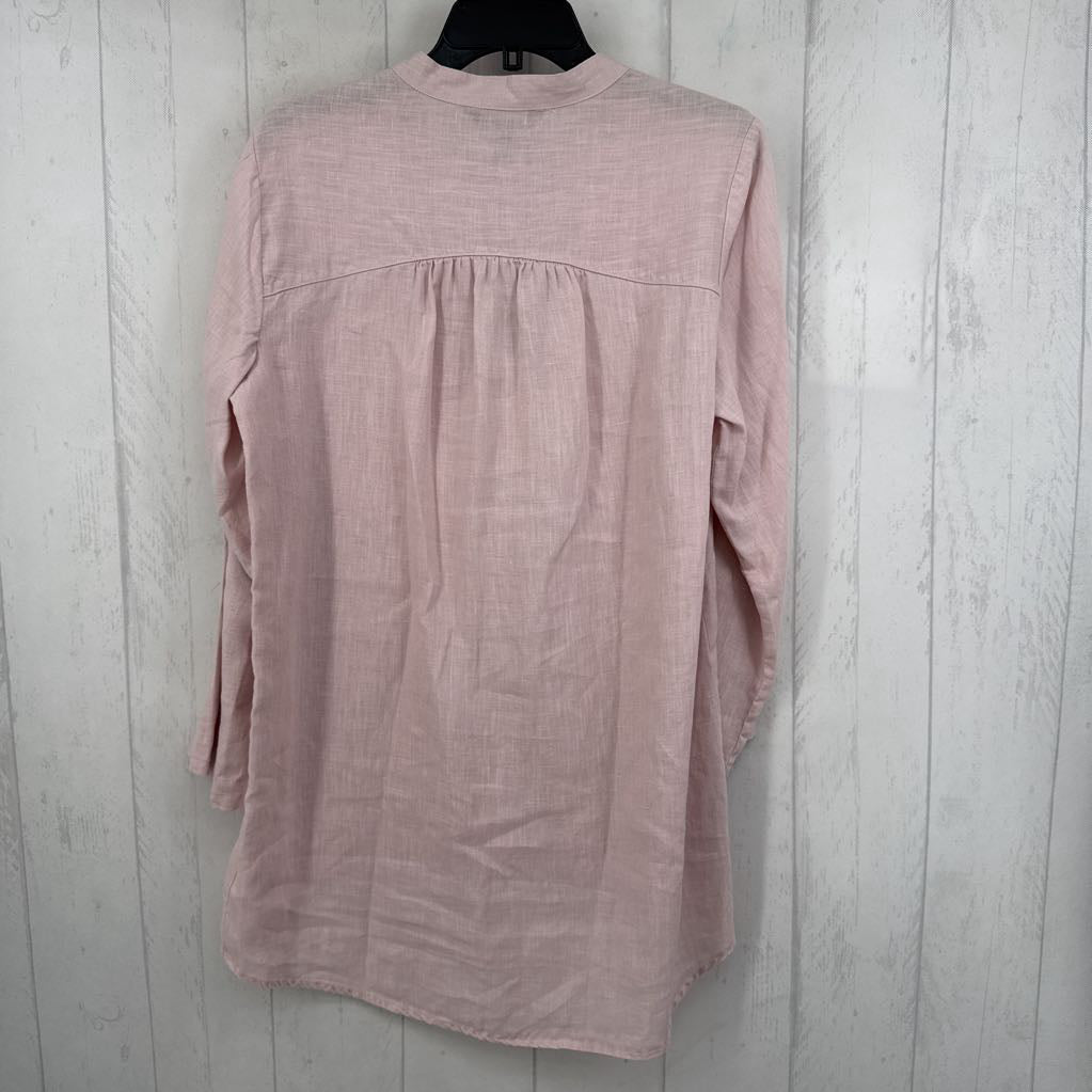 L linen split neck 3/4 slv tunic