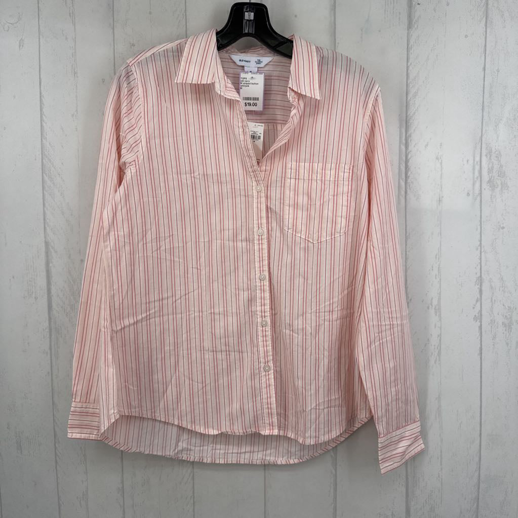M striped button down l/s top