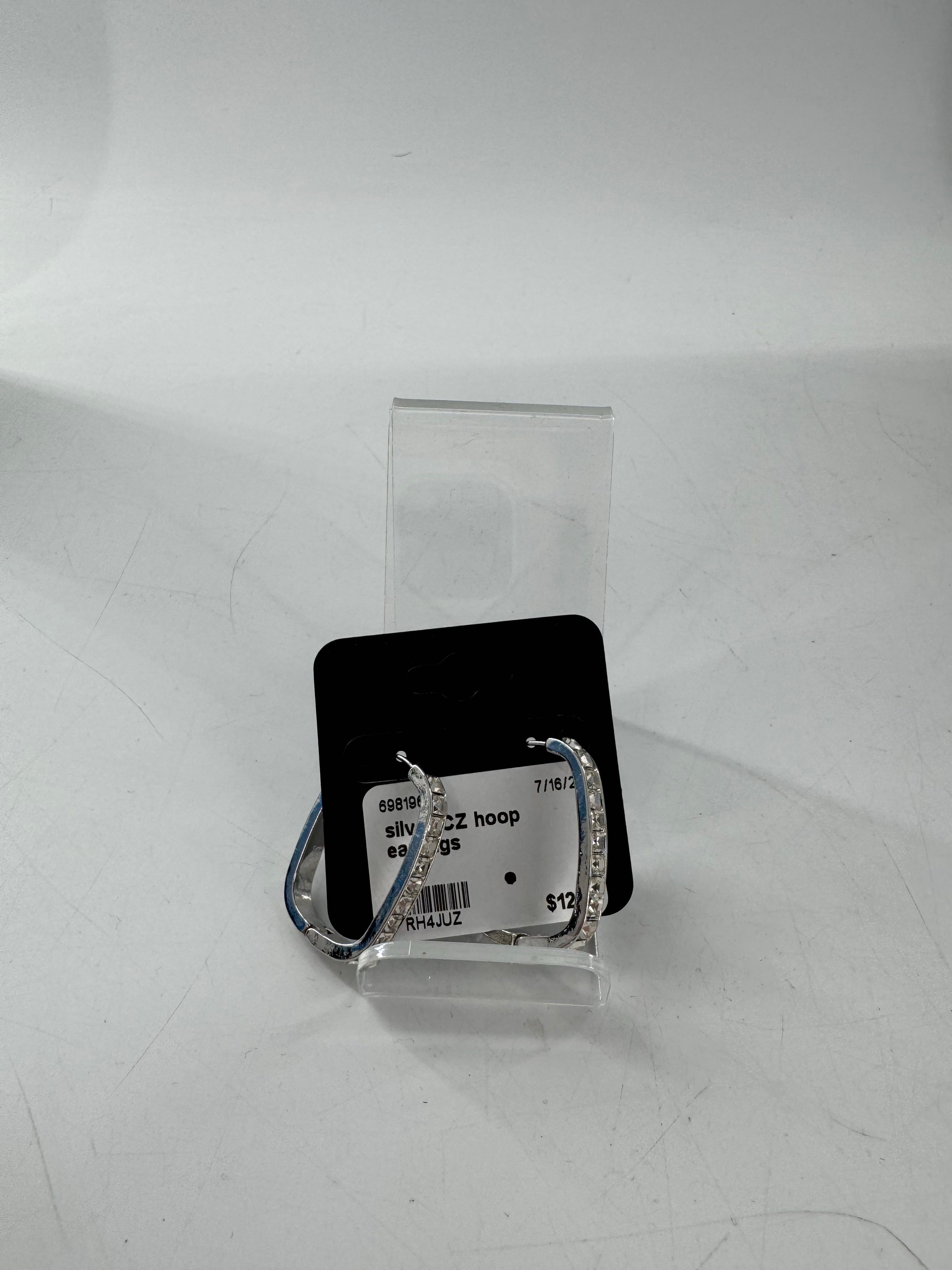 silver CZ hoop earrings