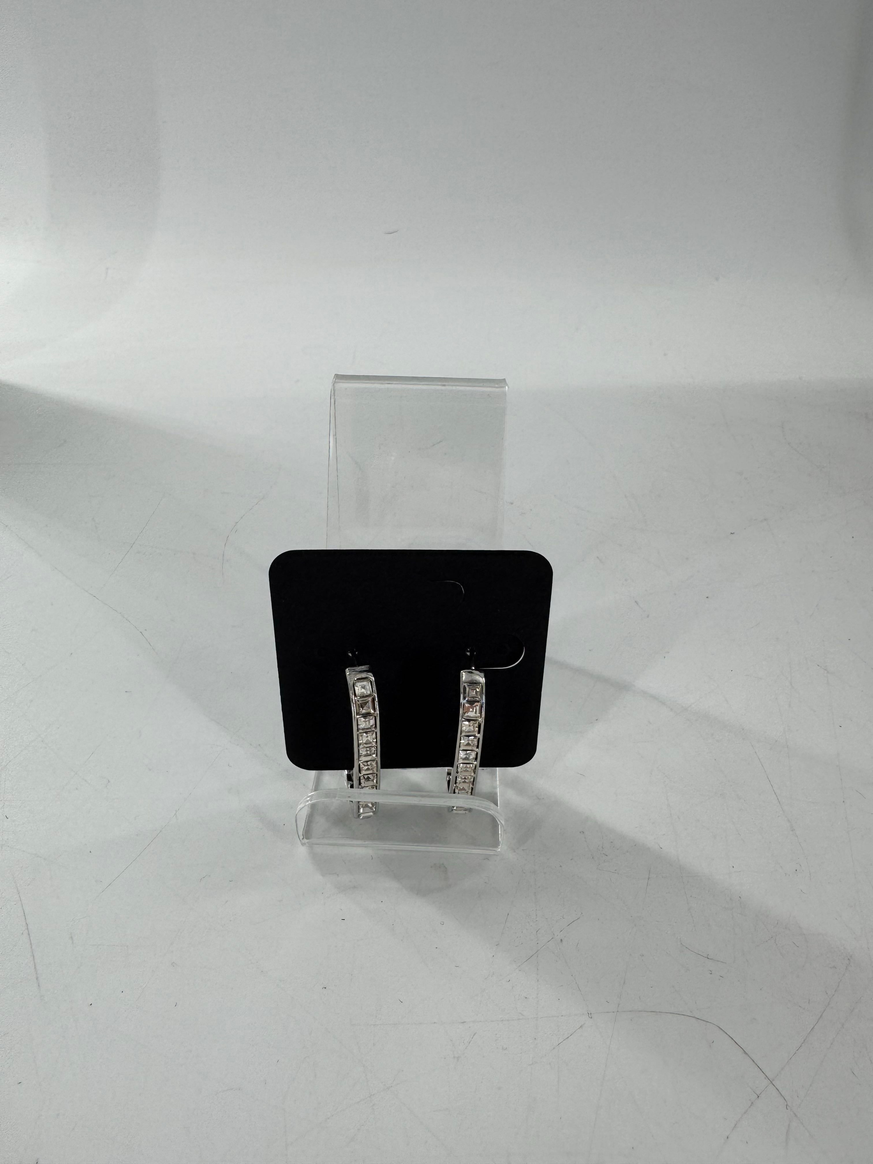 silver CZ hoop earrings