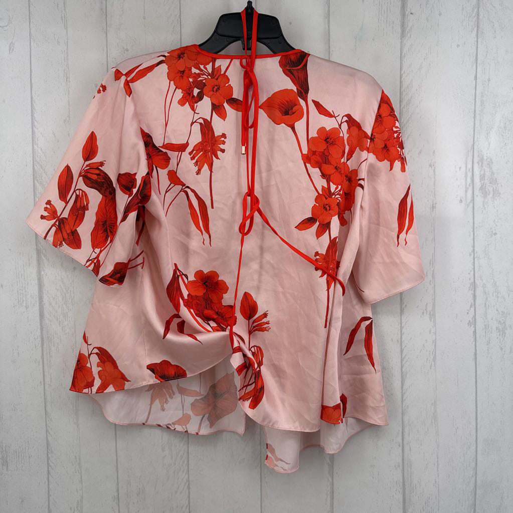 S flo print s/s wrap top