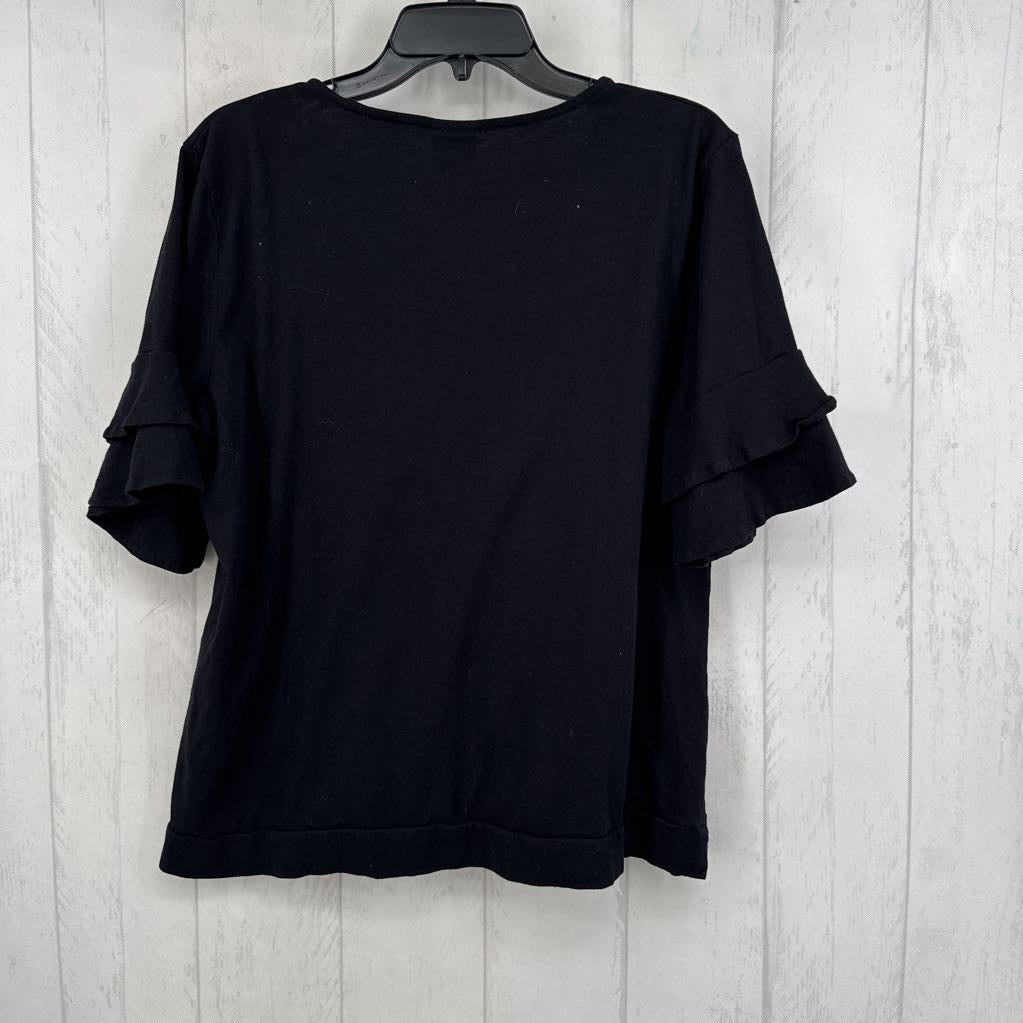 XL round neck ruffled slv tee
