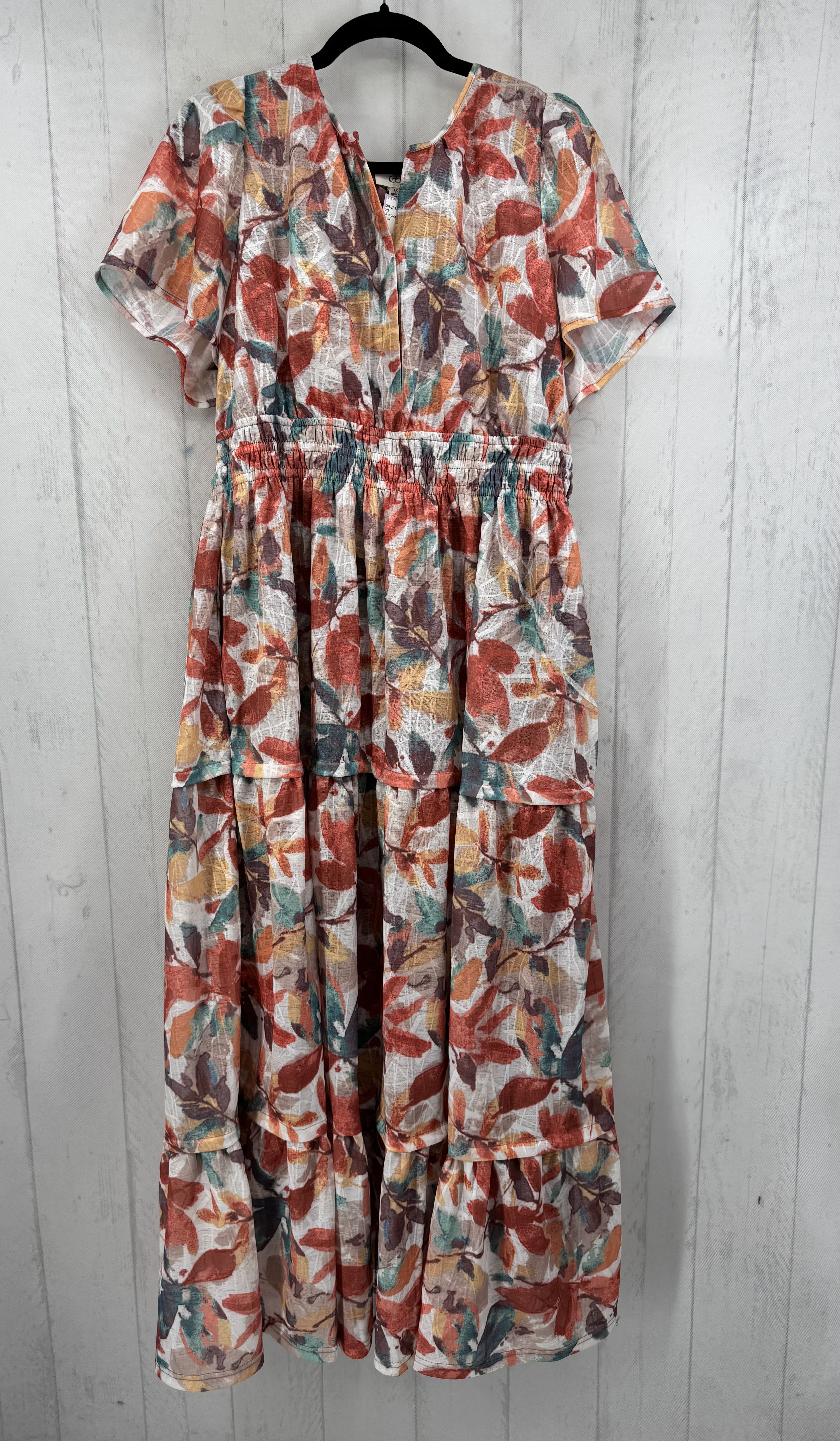 1X colorful tiered s/s maxi dress
