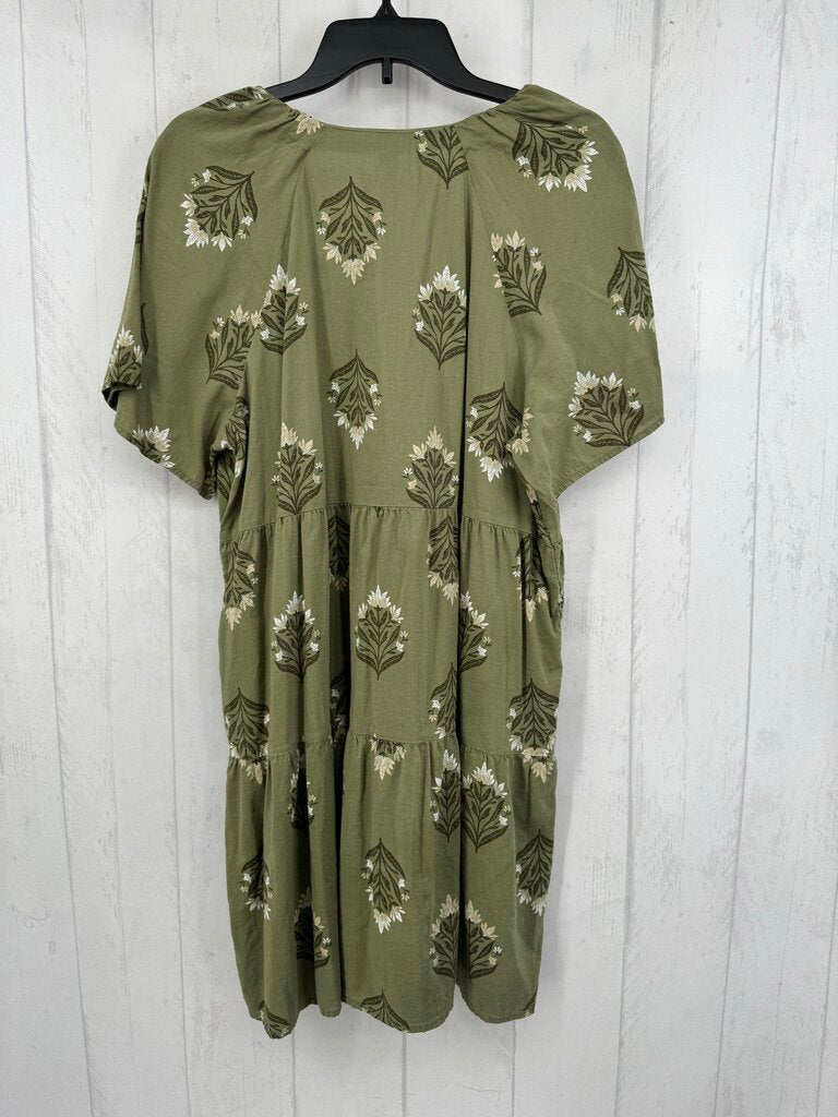 L flo print v-neck s/s dress