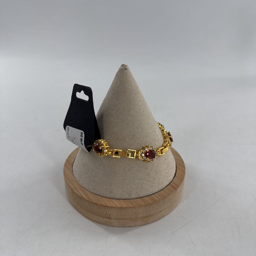 gold & red stone bracelet