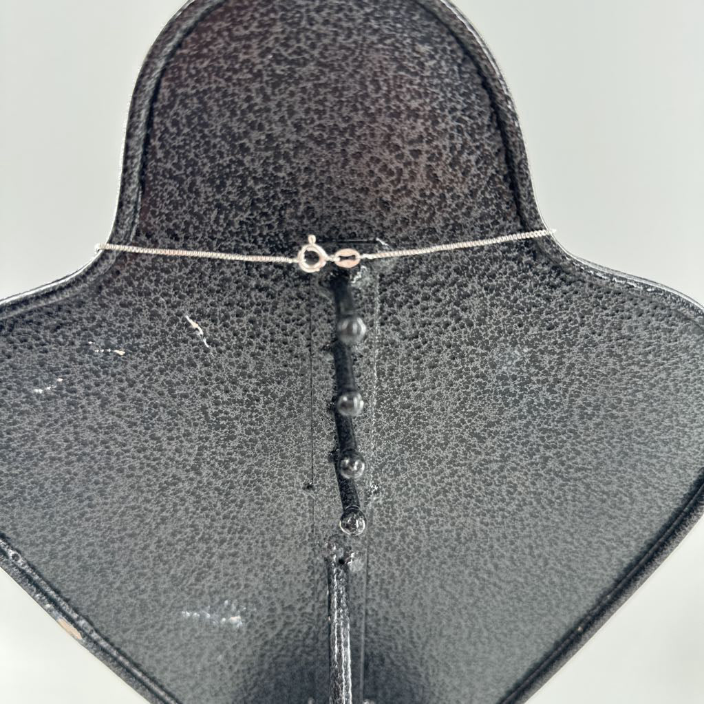 10" .925 silver necklace w/yellow cushion cut stone
