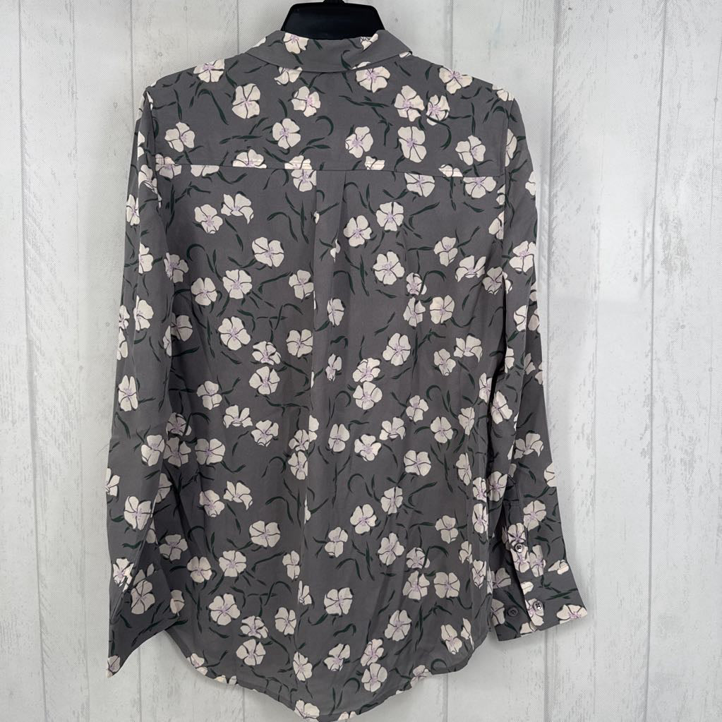 M flo print button down l/s top