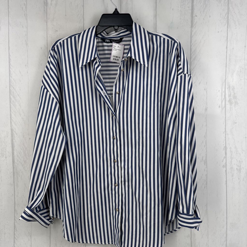 L striped button down l/s top