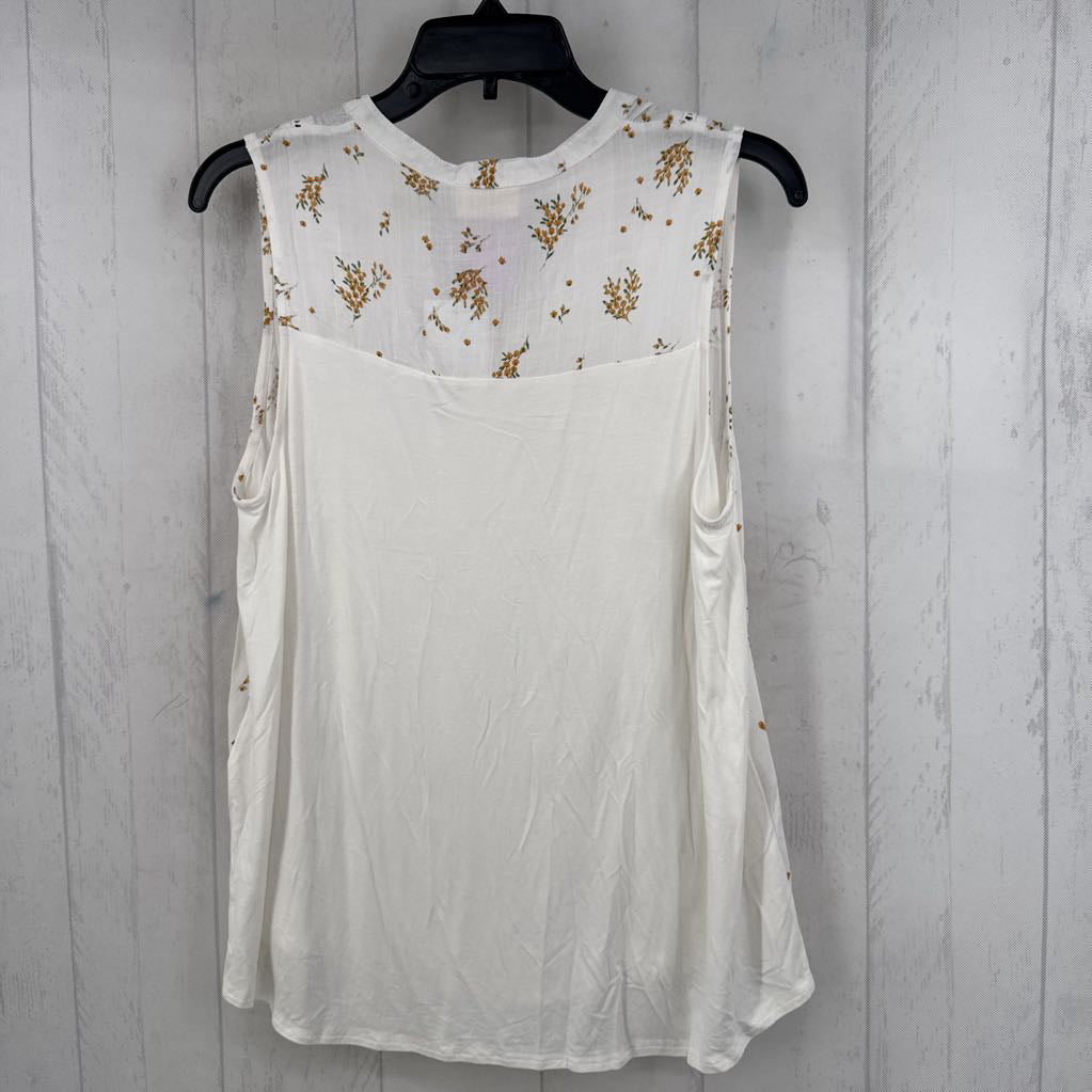 L flo print split neck tank