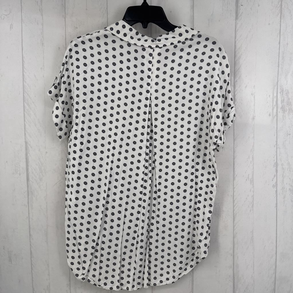 L circle print button down s/s top