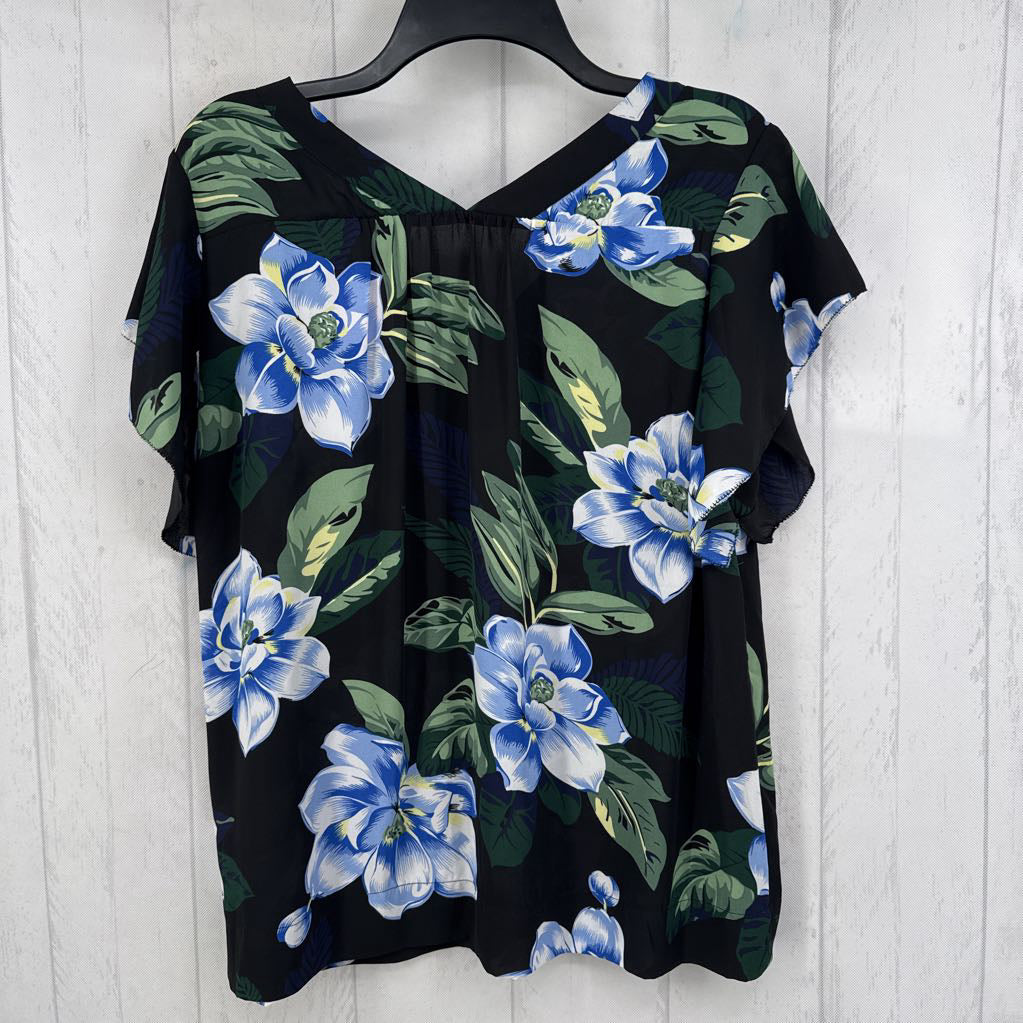 L flo print v-neck s/s top